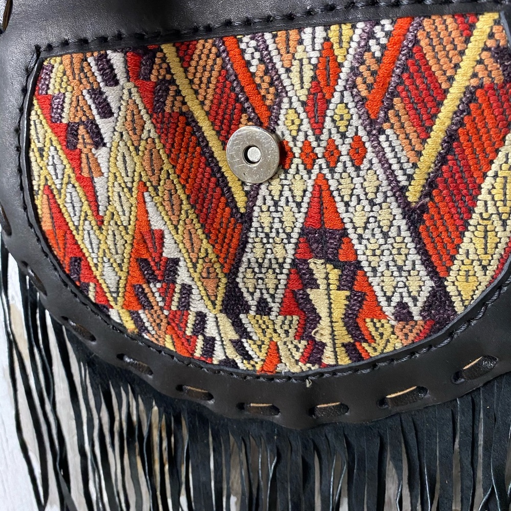 Huipil festival bag fringe artisan textile boho - Picture 4 of 7
